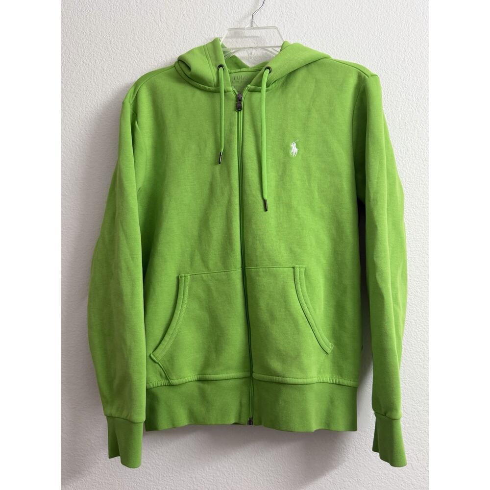 Polo Ralph Lauren Tech Fleece Zip Hoodie Mens Small Green Double Knit